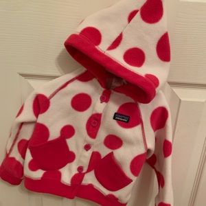 Patagonia fleece jacket, 2T. White with pink dots